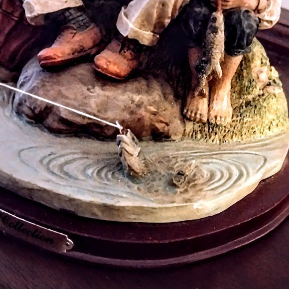Always Time for Fishing! Man & Boy ~ Marlow Collection Resin Figurine, Wood Base - Picture 13 of 14